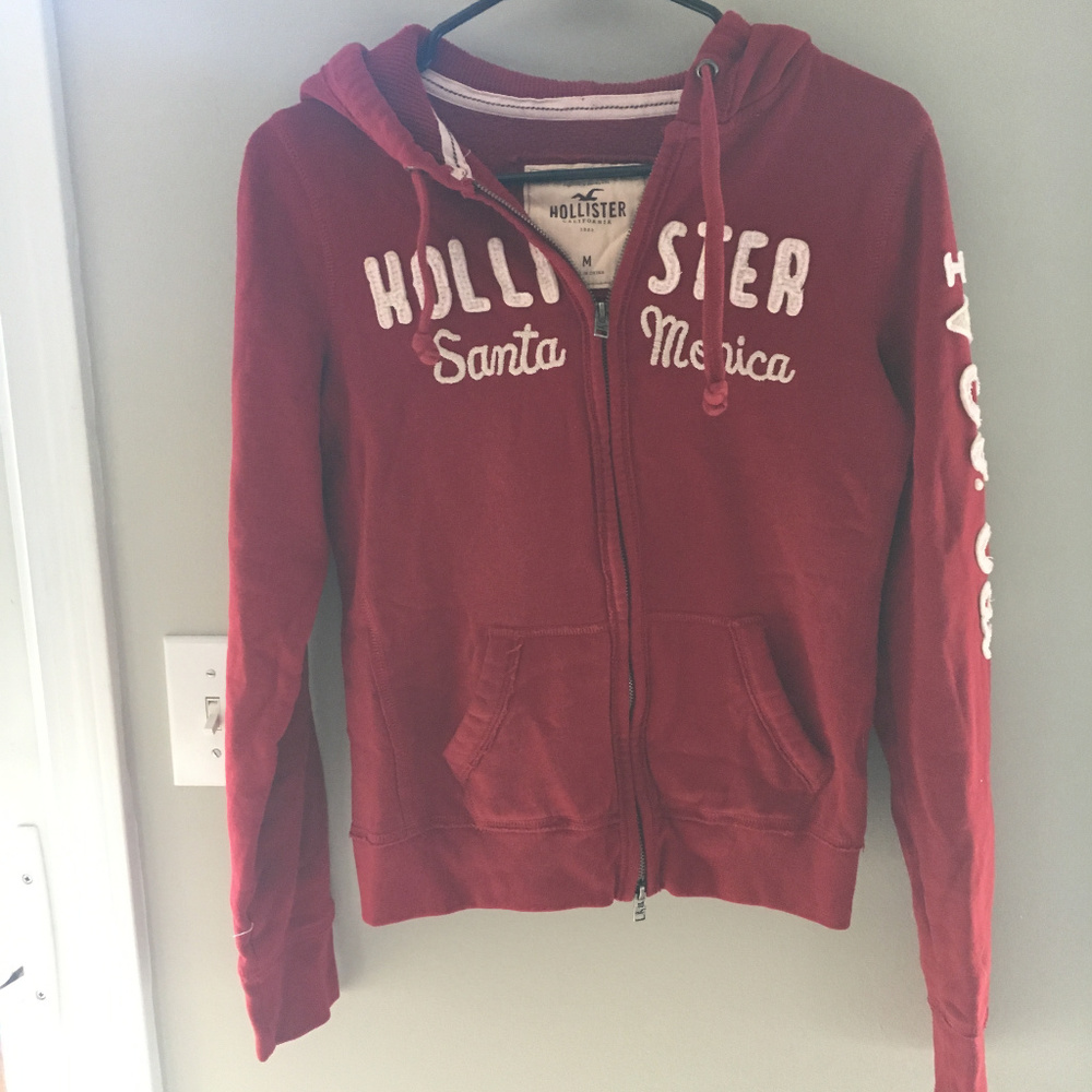 Cozy! Hollister Red Full Zip Sweatshirt Jacket